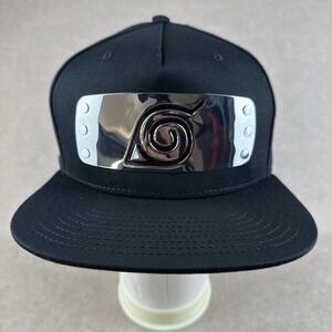 Naruto Shippuden Snapback Hat Hidden Leaf Village Metal Plate Black Cap Unisex